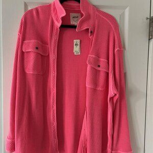 Aerie Waffle Knit Button Jacket